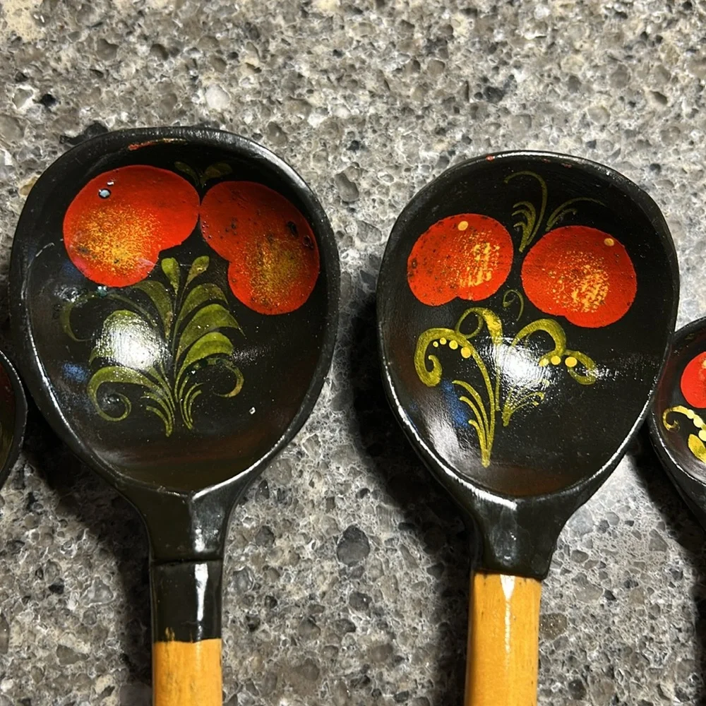 Handmade wooden spoons hand painted set of 4